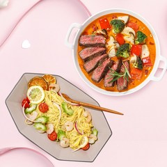 허챠밍 블루밍 세트(청귤&딜 냉파스타+매콤로제 스테이크), 단품