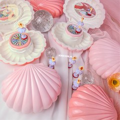 본디자인랩 핑크 쉘 발레리나 보석함 LED 오르골 조개 조카 어린이집 선물, 진핑크