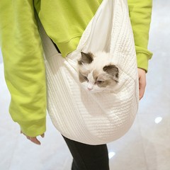 리빙한줌 강아지 고양이 슬링백 이동가방 산책가방 포대기 반달타입, L