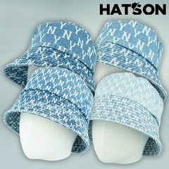 [햇츠온]H21-70 HatsON 브랜드 여자 남자 버킷햇 워싱 데님 진 면 벙거지 챙 햇 모자 AA AD