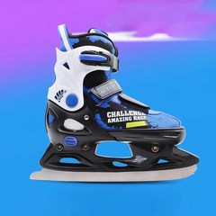초학 입문 빙상 운동스케이트화 스피드 스케이팅 구형 스케이트날, S(190-205), 블루, 피겨 스케이팅