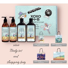 스킨부탁 XOXO 헤어+바디 세트 (클렌저+로션+샴푸+컨디셔너), (추가상품) 스킨부탁 쇼핑백 대 (단독구매불가)