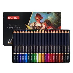 색연필가방 nyoni 프리미엄 소프트 코어 72 수채화 연필 12 100 lapis de cor 전문 수용성 색연필 미술 용품 52, 36색