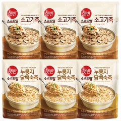 비비고 소고기죽 420g x 3p + 누룽지 닭백숙죽 420g x 3p 세트, 1세트