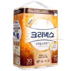 크리넥스 수프림 소프트 화장지 3겹 37M X 30롤 휴지, 30개입, 1개