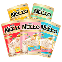네코(NEKKO) 그레이비 파우치 SET (70g x 12개), 참치토핑+게맛살(70g x 12개)