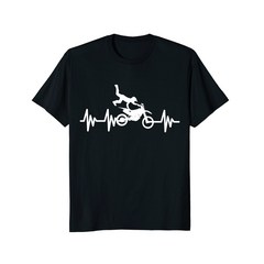 브랜드없음 멋진 스턴트 오토바이 라이더 티셔츠 Motocross Moto Heartbeat Men Printed T Shirts