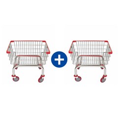 [Cart&Supply] 카트앤서플라이 수입원 국내배송 세탁물 운반용 빨래방 세탁 카트 크롬 2대 세트, 크롬 레드+레드