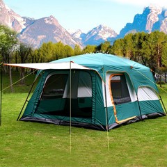 휴대용 야외 캠핑 텐트 비 안티 모기지 2 층 텐트 1 베드룸 홀 작은 te, 녹색