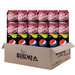 [위드박스] 뚱캔 탄산 제로 355ml 18개(닥터페퍼12+펩시라임6)