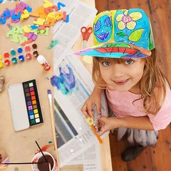 드로잉캡 종이모자 만들기 10개 아동 초등 중등 성인 새로운 미술재료 4단계 크기조절 두꺼운 미술용지, 드로잉캡 10개