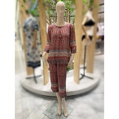 [와코루] 레이온 잔꽃나염 여성잠옷 실내복 세트 (WPAA203S+WPAA203P)