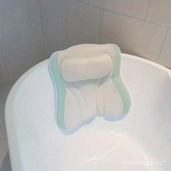 3D 메쉬 스파 욕조 헤드레스트 베개 6개의 흡착컵과 함께 목과 등을 위한 미끄럼 방지 쿠션 욕조 스파 베개 가정용 욕실용, 녹색, 1개
