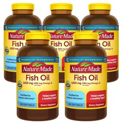 네이쳐 메이드 피쉬오일 1200mg (300소프트젤) Nature Made Fish Oil 1200 mg Omega-3 360mg 300 Softgels, 300정, 5개