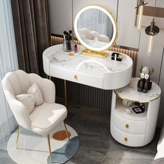 MONTHERIA 화장대 예쁜 연예인 화장대 세트 거울 의자 포함, 화이트 80cm (꽃잎 의자)