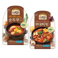 (냉장)cj제일제당(주) 다담 순두부찌개3개+다담부대찌개3개, 140g, 6개