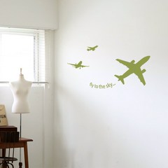 칼라소 디자인 비행기 월데코_ 아이방 포인트벽 스티커 어린이집스티커 유치원스티커, 라이트 웜그레이
