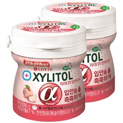 롯데자일리톨 알파 입안촉촉 피치 용기, 86g, 2개