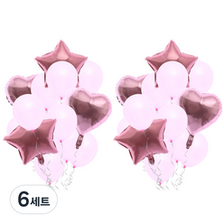 윰스 하트스타 파티 호일풍선장식세트, 핑크, 6세트