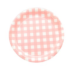 파티피아 일회용접시 체크무늬 핑크 23cm, 6개입, 3개