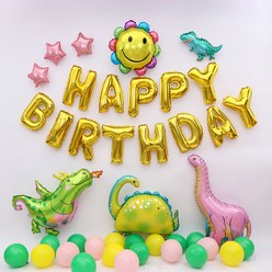 공룡 생일 풍선 세트, 핑크, 1세트