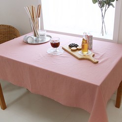 바이지미 코지 린넨 테이블보, 핑크, 2인(110 x 110 cm)