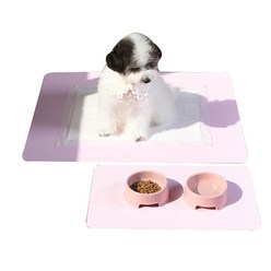 언더펫 강아지 착매트 배변판 중형 + 식기매트, light pink(배변판), 1세트