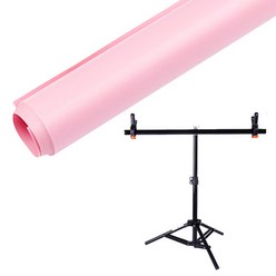 PVC 촬영배경지 핑크 128 x 60 cm + 거치대 소형, 1세트