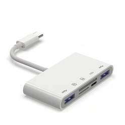 뉴비아 USB 허브 5 in 1 멀티포트 C타입 카드리더 SDC-W5, 화이트