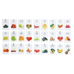 한글 영어 버전 과일 및 채소 낱말 카드 27종 세트, 혼합색상