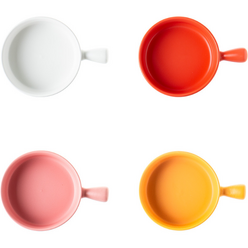 착한살림 도자기 앞접시 손잡이 면기 그릇 파스타볼 4종 세트, 화이트, 오렌지, 핑크, 옐로우, 1세트