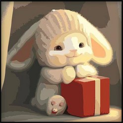 더웨일 DIY 유화 명화그리기 30 x 30 cm 토끼, 선물 토끼