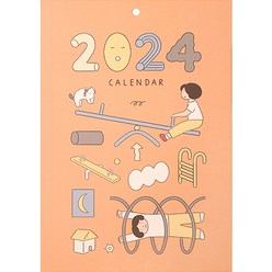 인디고 2024 일상 벽걸이 달력 A4 포스터 캘린더, 혼합색상, 1개