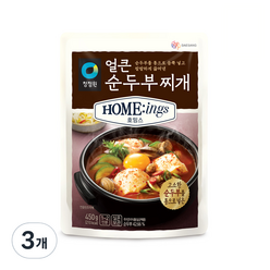 청정원 호밍스 얼큰 순두부찌개, 450g, 3개