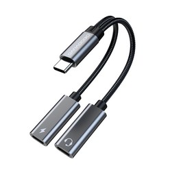 바라보고 USB C to C 타입 이어폰 PD 60W 고속 충전 듀얼 젠더 TA2H, 13cm, 그레이, 1개