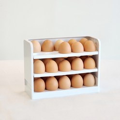 주앤지 냉장고 3단 30구 에그 트레이 계란 보관함, 화이트