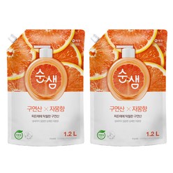 순샘 구연산 자몽 주방세제 리필, 1.2L, 2개
