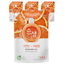 순샘 구연산 자몽 주방세제 리필, 1.2L, 4개