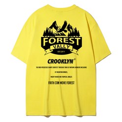 크루클린 남녀공용 캠핑 포레스트 밸리 오버핏 반팔 티셔츠 TRS208