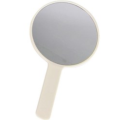 티커스트 파스텔톤 원형 손잡이 거울 10 x 17 cm, 크림, 1개
