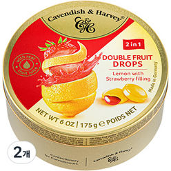 캐빈디쉬앤하비 더블프룻 레몬맛 캔디 딸기맛필링, 175g, 2개