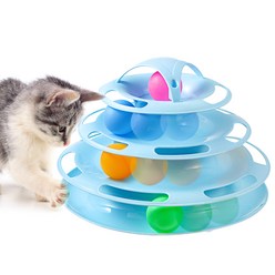코멧 펫 고양이 공놀이 4단 트랙 타워, 블루, 1개