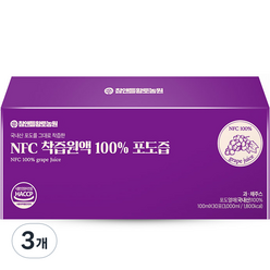 참앤들황토농원 NFC 착즙원액 100% 포도즙 30p, 3000ml, 3개