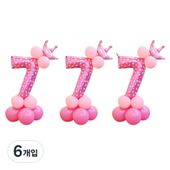 윰스 땡땡이 공주왕자 스탠드풍선, 핑크숫자7, 6개입