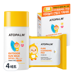 아토팜 유아용 야외놀이 선밀크 SPF50+ PA+++ 55g 세트, 4세트