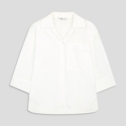 미쏘 여성용 넥 변형 루즈핏 반오픈 셔츠