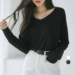 세컨그라운드 여성용 레이온 스판 루즈핏 긴팔 티셔츠 SG49701