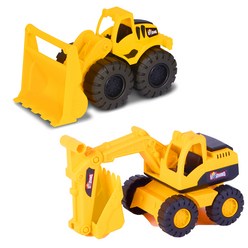 부추카 라이노 모래놀이 중형 포크레인 + 불도저 중장비 장난감 세트, Yellow + Black