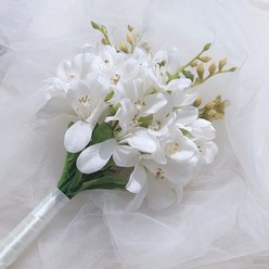 STUDIO201 봄 꽃 인테리어 프리지아 조화 번들 6p, 화이트