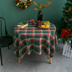 피제닉 크리스마스 식탁보 정사각, 체크무늬, 정사각(140*140cm)